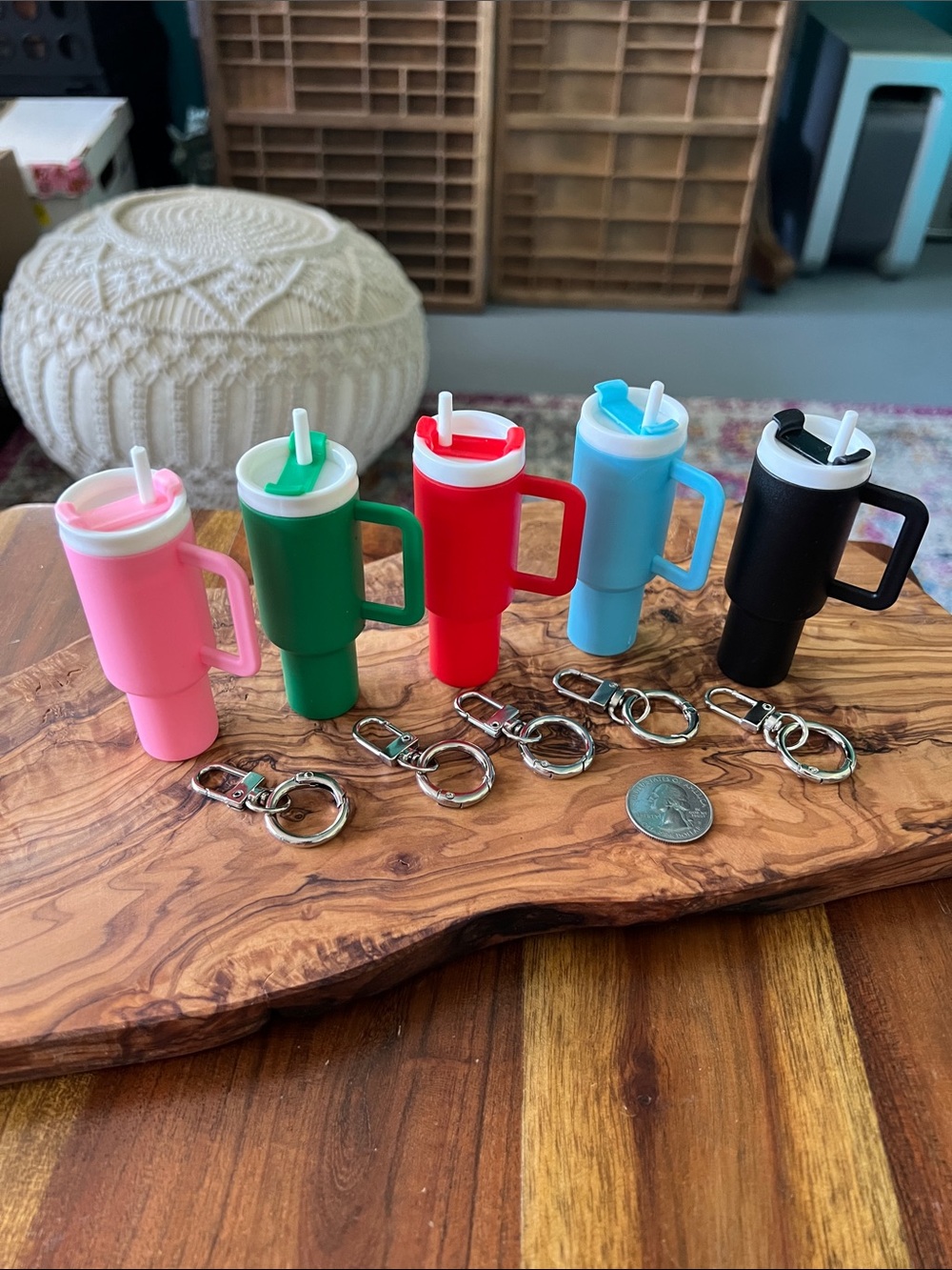 5 Mini Tumbler Keychains NEW